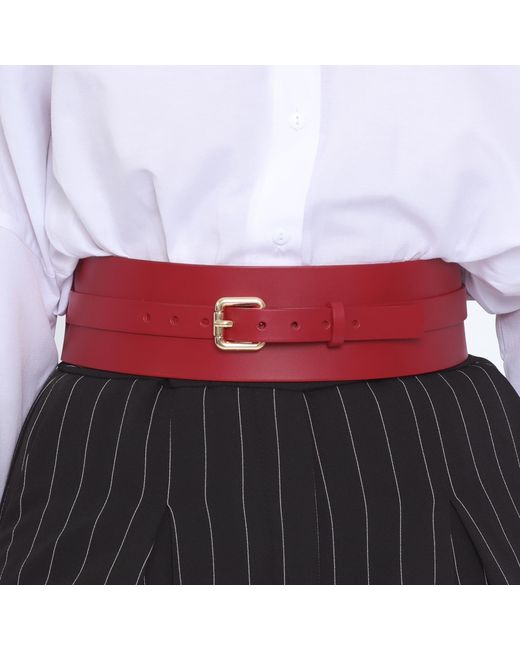 Haute Cuir Red Athea Wide Leather Belt