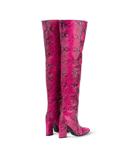 Rosamund Muir London Purple Roma & Snake Print Over Knee Boots