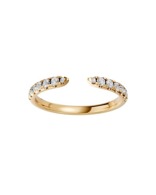 Aya Fine Jewelry Metallic Open Cuff Lab Diamond Pave Minimalist Stacking Ring
