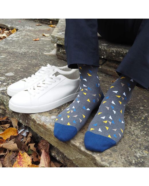 Peper Harow - Made in England Blue Trilateral & Elements Socks – Bundle for men
