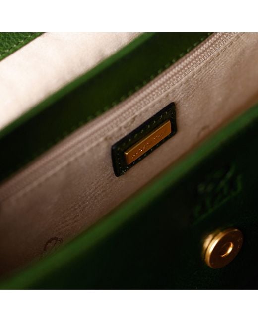 Time Resistance Green Leather Baguette Handbag For