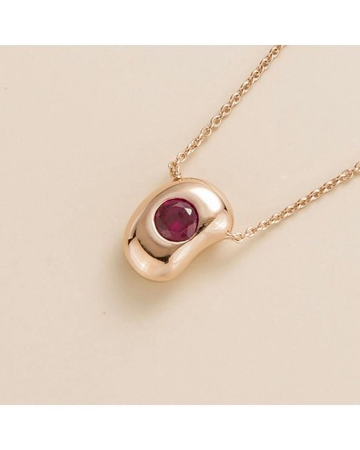 Juvetti White Rose Fava Rose Ruby Necklace