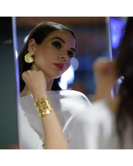 Meraki by Rashmi Bajaj Metallic Gilded Lilypad Plated Stud Earrings