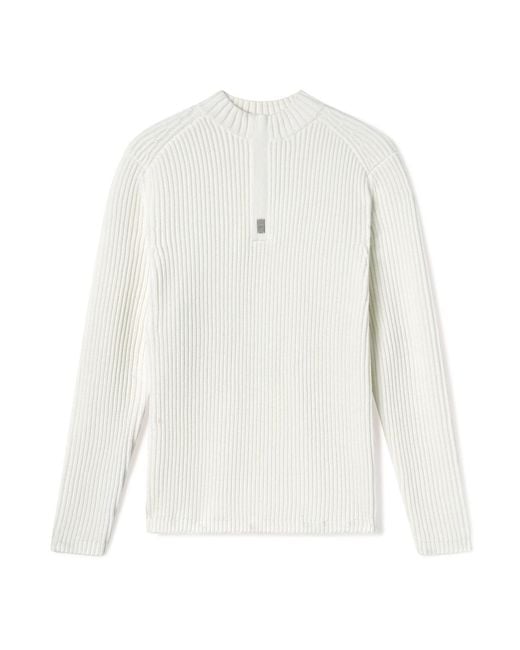 Weston Jon Boucher White Sentry Half Zip Cashmere Wool Slim Fit Sweater Heavyweight for men