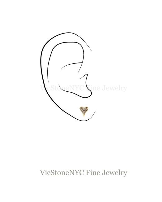 VicStoneNYC Fine Jewelry Metallic Natural Diamonds Heart Solid Earrings