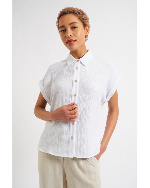 Louche White Abinaya Double Gauze Short Sleeved Shirt