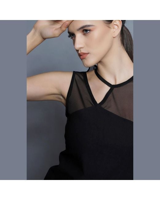 Silvia Serban Black Mesh Cutout Top