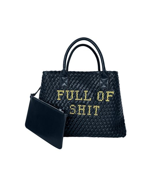 Lilly Loves Black Vegan Full Of Shit Woven Handbag