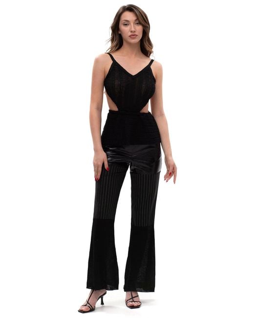 Maison Bogomil Black Shadow Thread – Sequined Knit Top With Side Cutouts