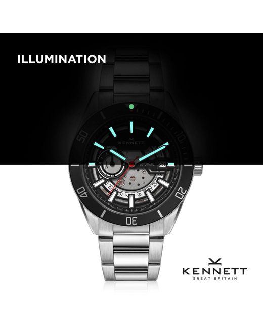 Kennett Watches & Accessories Black Viktor Automatic Watch Fkm Waffle Strap for men