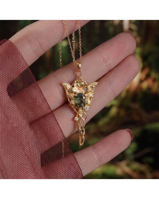 Azura Jewelry New York Metallic Evenfall Star Moss Agate Necklace Vermeil