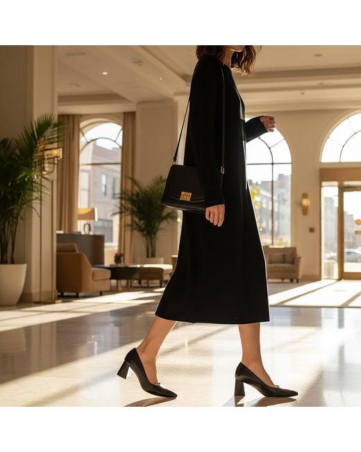 Beautiisoles by Robyn Shreiber Made in Italy Black Corina Comfortable Leather Low Heel Pump Work Or Valentine Evening