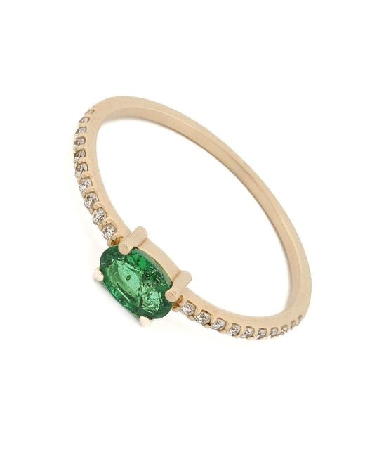 Ebru Jewelry Green Emerald Harmony Diamond Solid Ring