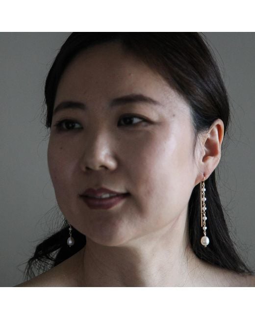 Heather Hawkins Jewelry Metallic Freshwater Pearl Threader Earrings