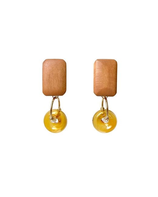 Paisie Metallic Geometric Pine Wood Earrings
