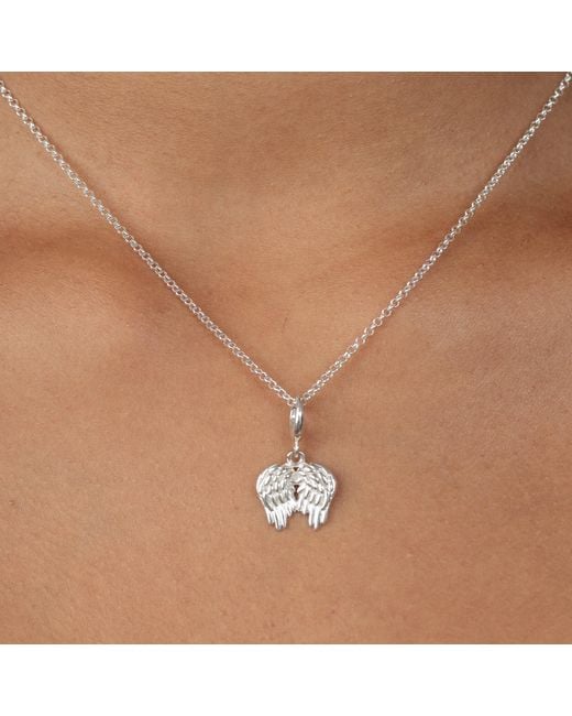Lily Charmed Metallic Sterling Angel Wings Charm Necklace