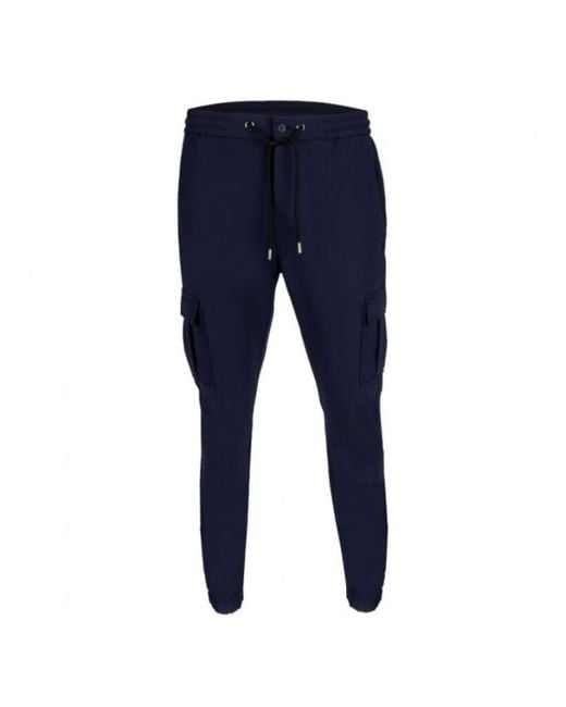 DAVID WEJ Blue Ashford Drawstring Trousers With Cargo Pockets – for men