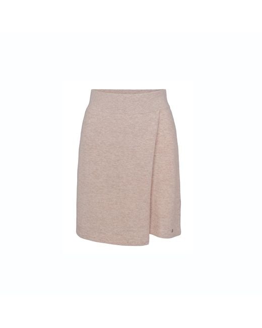 tirillm Natural Neutrals Anette Merino Wool Skirt With Wrap Front, Melange