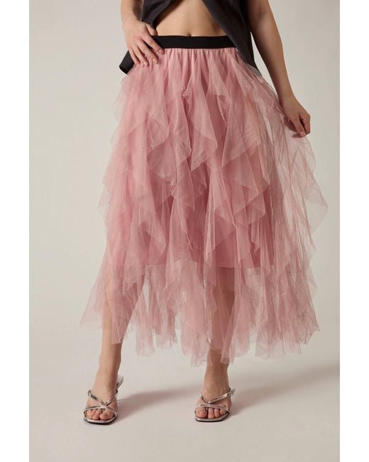 James Lakeland Pink Tulle Ruffle Midi Skirt