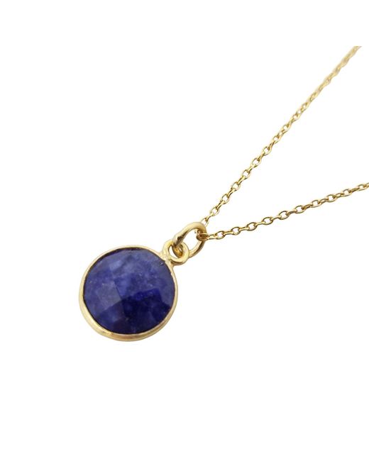 Harfi Blue Vermeil Plated Sapphire Round Pendant Necklace