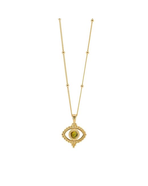 Ebru Jewelry Metallic Tourmaline Evil Eye Pendant On A Stylish Chain Necklace