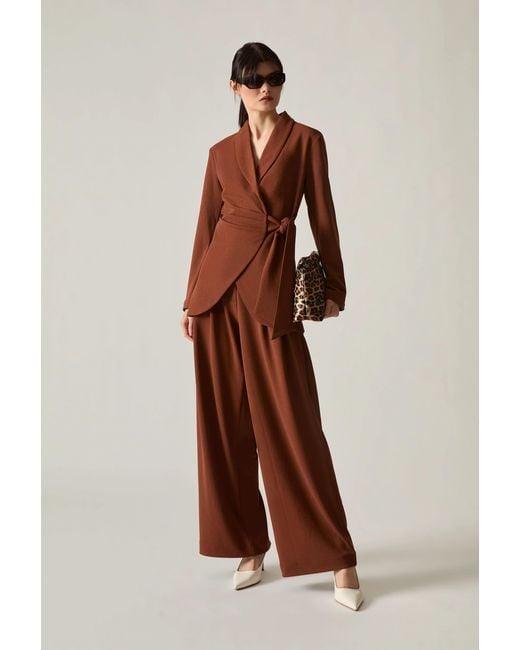 James Lakeland Brown Rust Wide Leg Suit Trousers