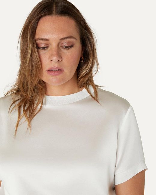 The Summer Edit White Cloe Silk T-Shirt