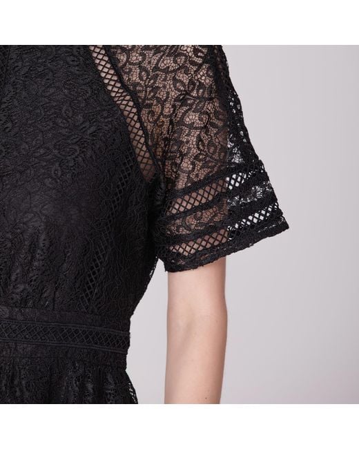 Smart and Joy Black All-Lace Flared Dress And Trims
