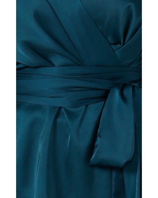 SACHA DRAKE Blue Satin Faux Wrap Top
