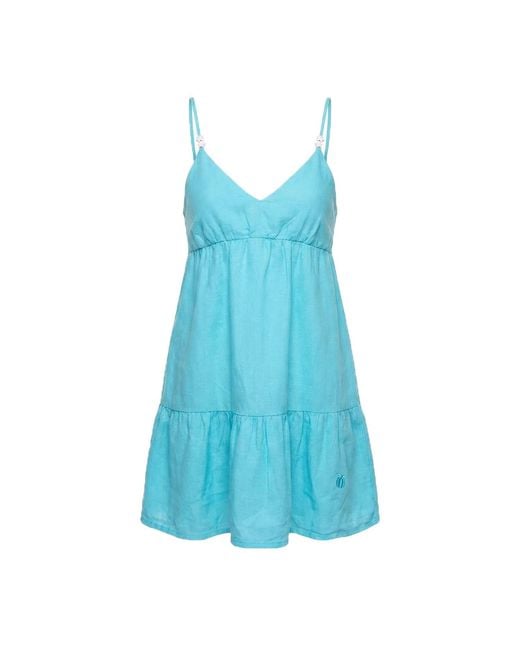 Maison Tangerine Blue Linen Dress Aqua For