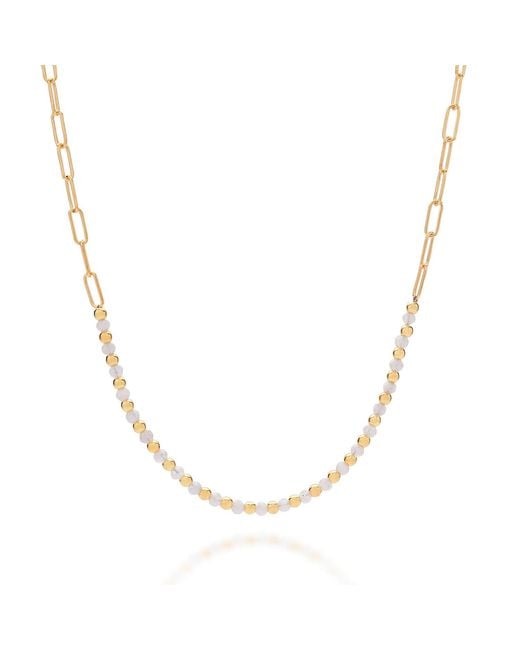 Nellou Jewellery Metallic Moonstone Gem Shine Necklace Plated Sterling