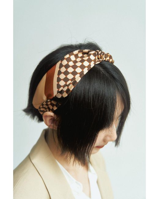 Lost Pattern Metallic Checkerboard Twilly Scarf