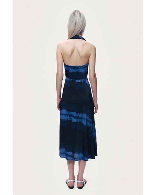 Nocturne Blue Printed Sleeveless Maxi Dress
