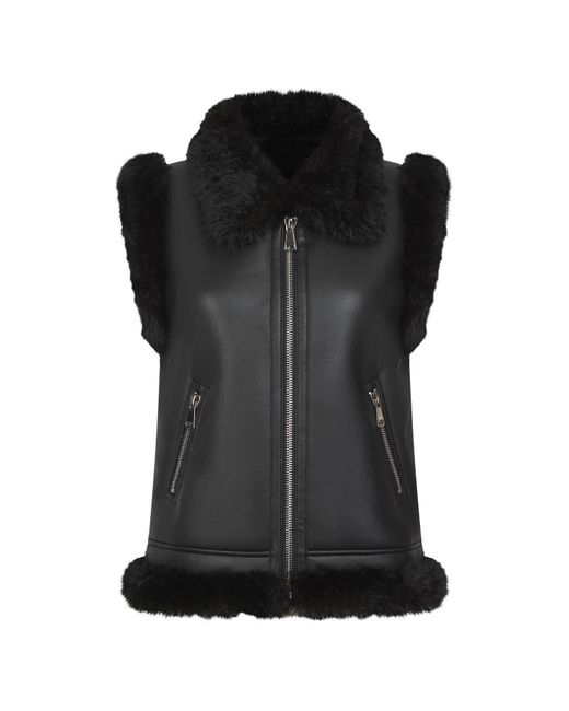 Nooki Design Black Devina Leather Look Biker Gilet