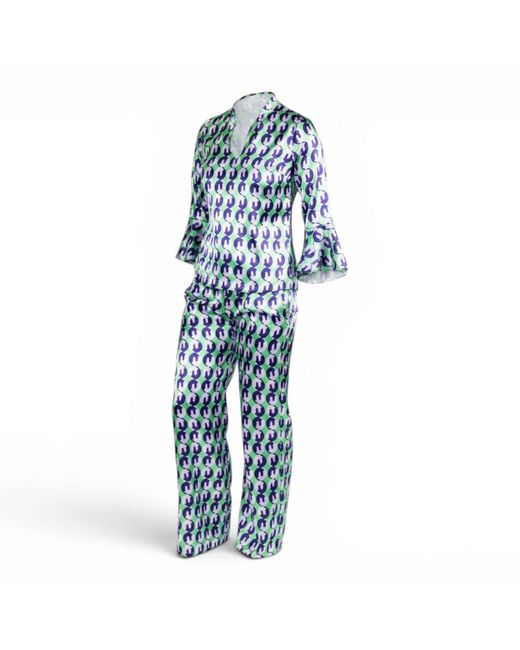 FORZA CAVALLO Blue Yin Yang Horse Satin Pajamas