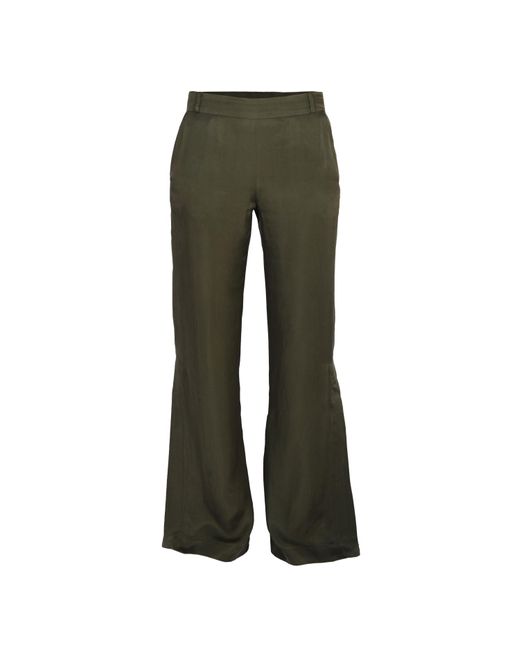 blonde gone rogue Green Flared Cupro Trousers, Cupro