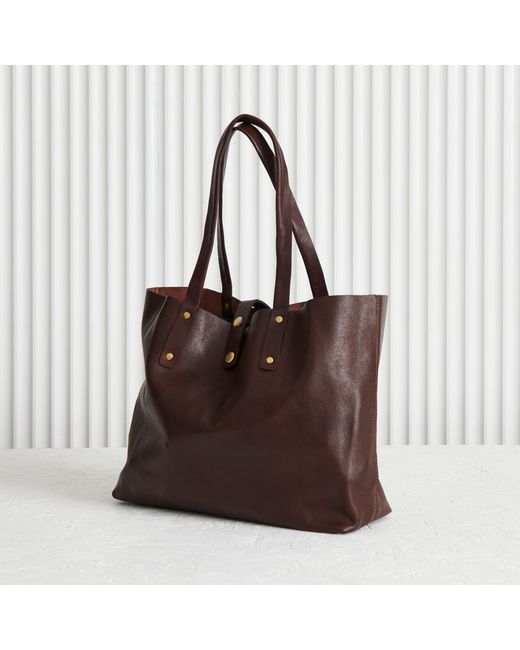 VIDA VIDA Brown Dark Soft Luxury Leather Tote Bag
