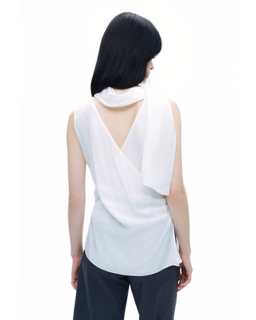 Nocturne White Shawl-Designed Blouse