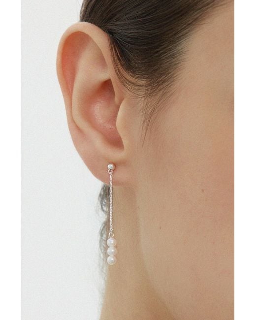 Vanhi White Eden Trio Pearl Drop Earrings