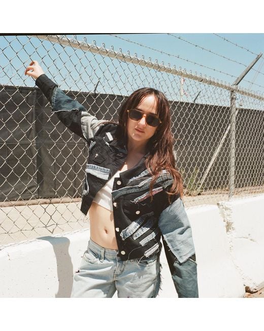 Zasta Studio Black Frayed Fusion Denim Crop Jacket R