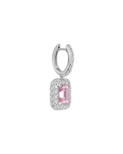 Arte Madrid Pink Gemma Rectangular Charm Hoop Earrings