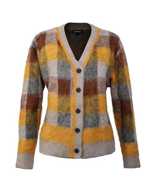 Smart and Joy Orange Check Pattern Cardigan