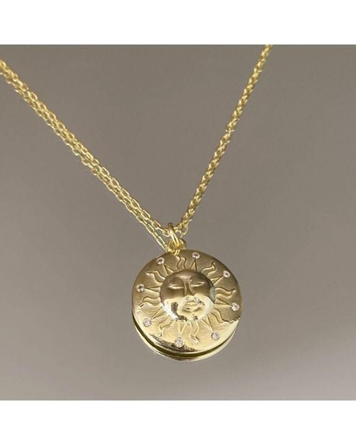 Spero London Metallic Sun Embossed Silhouette Sterling Medal Necklace