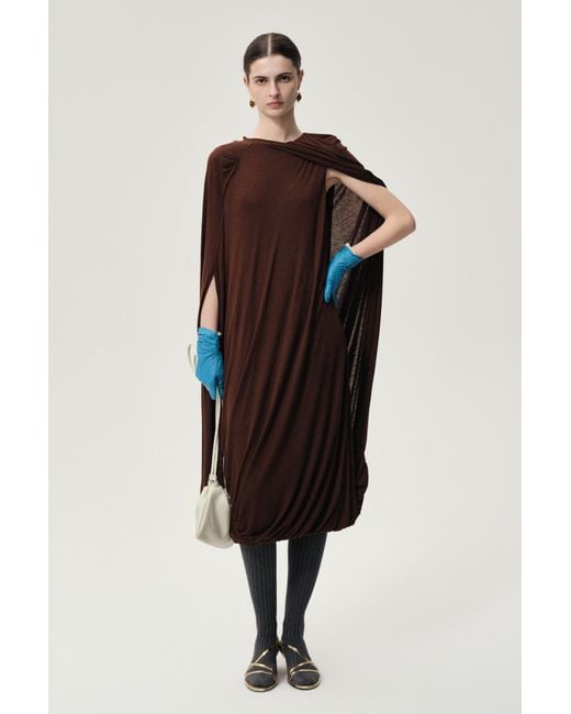FRONT ROW SHOP Brown Opera Twisted Jersey Dress Cocoa