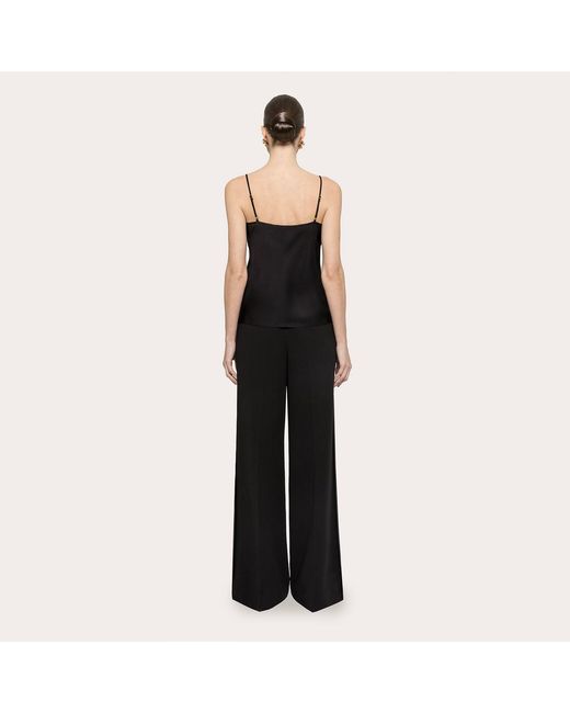 Nissa Black Tulle-Insert Viscose Top