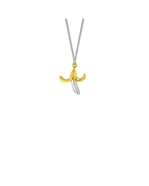 True Rocks Metallic Mini Banana Pendant 2Tone 18Kt-Plate & Sterling On Chain