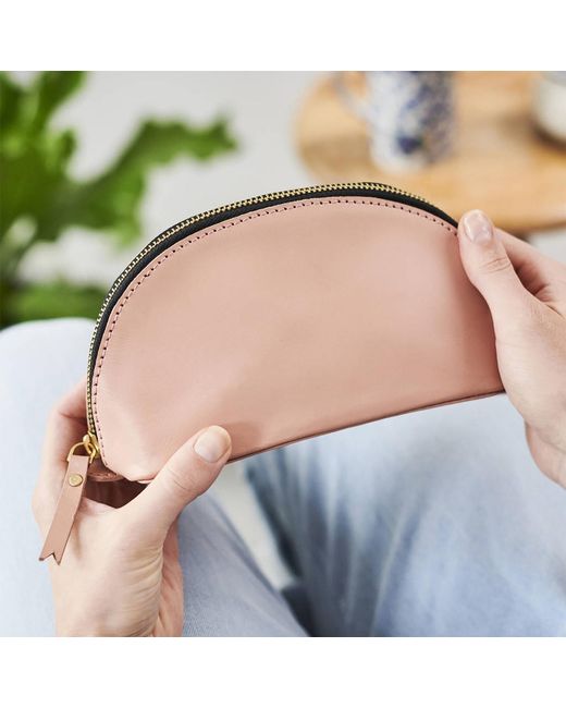 VIDA VIDA Pink Vida Blush Leather Make Up Bag