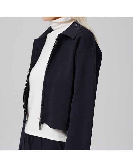 Smart and Joy Black Minimalist Front Zipper Crop Jacket