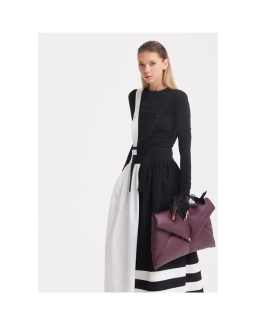 Julia Allert Black Neutrals Midi Apron Dress With Adjustable Straps