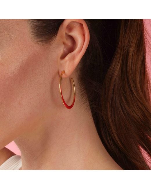 Michael Nash Jewelry Red Ellery And Enamel Hoop Earrings
